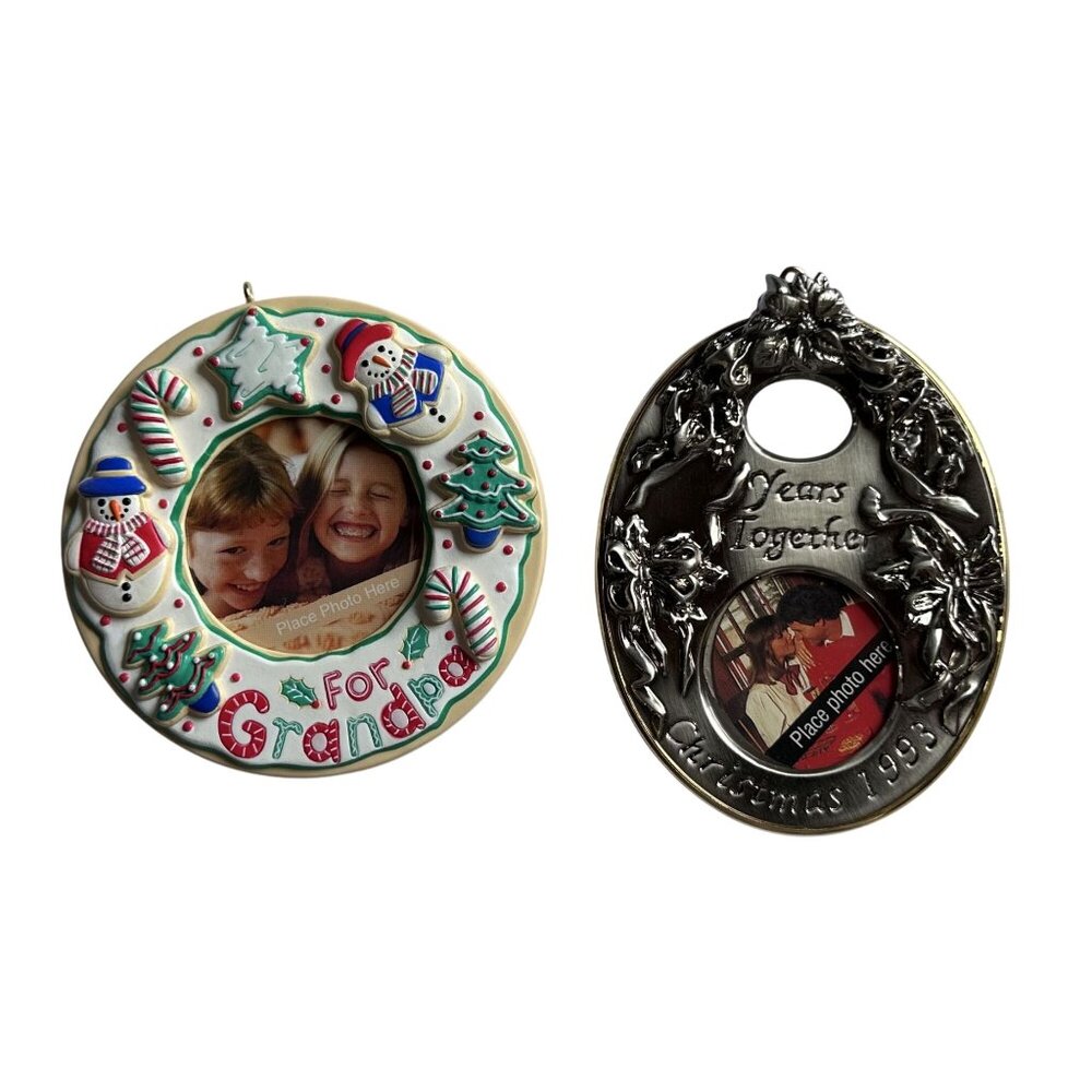 Vtg Hallmark Christmas Ornaments For Grandma 2004 & Anniversary Year 1993